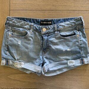 Express Light Wash Cuffed Denim Jean Shorts - Size 10